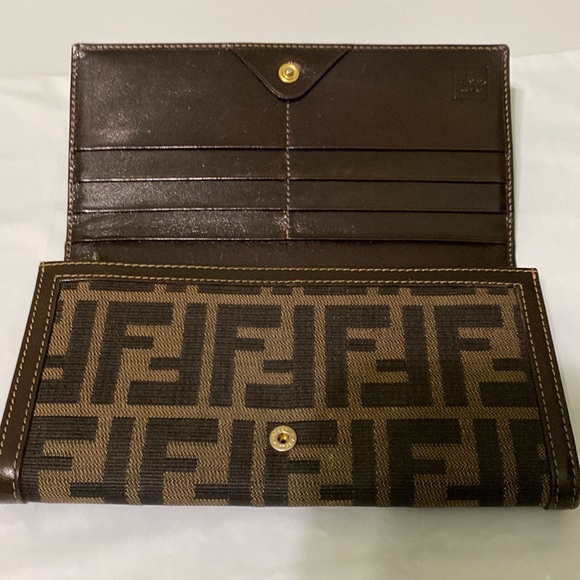 FENDI Zucca Pattern Brown Long Wallet Authentic - Picture 5 of 12
